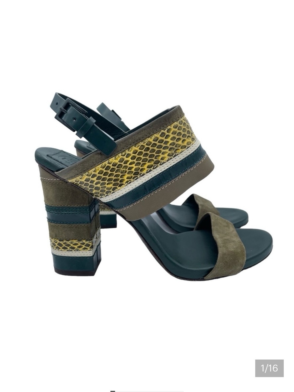 Tory Burch Edina Slingback Sandals 7 Green